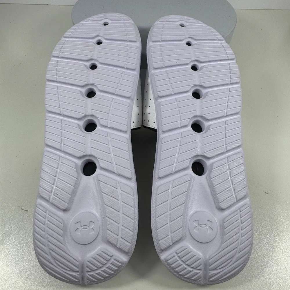 Under Armour Mens Slides Perforated Comfort Sport White Black Fit Size 9